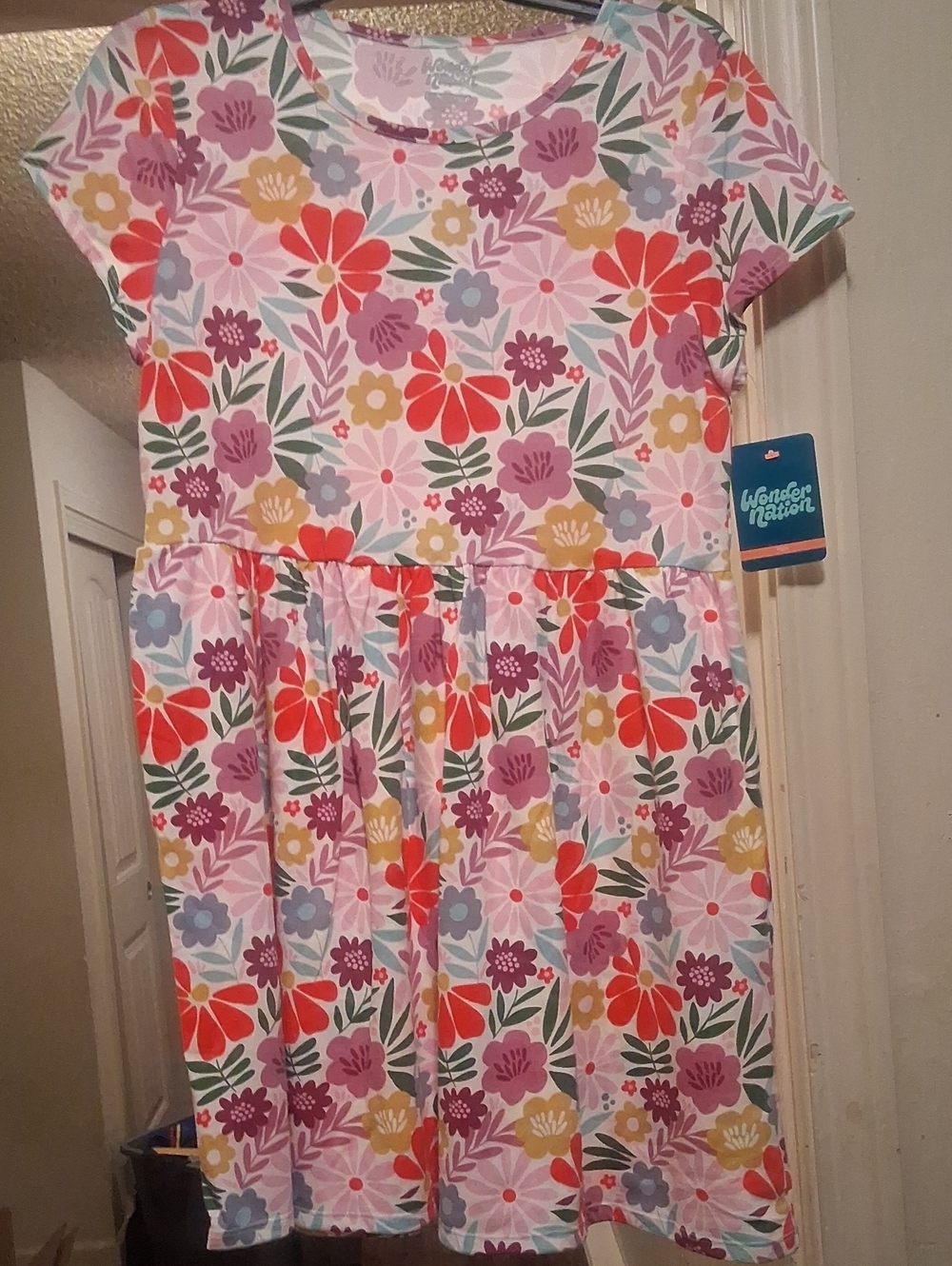 wonder nation Floral Print Casual Knit Dress Size 16 Girls